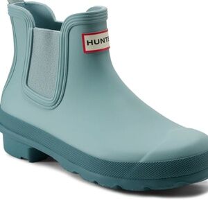 Women's Original Chelsea Boots Light Green Slip-On Rubber Ankle Boots 9